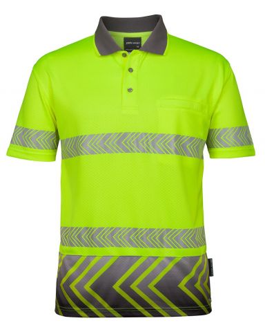 HI VIS S/S ARROW SUB POLO WITH SEGMENTED TAPE-XS-Lime/Charcoal