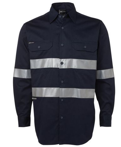 L/S 190G SHIRT WITH REFLECTIVE TAPE-XS-navy