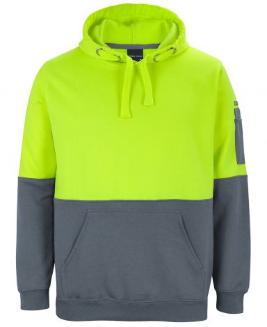 HI VIS PULL OVER HOODIE-2XS-Lime/Charcoal