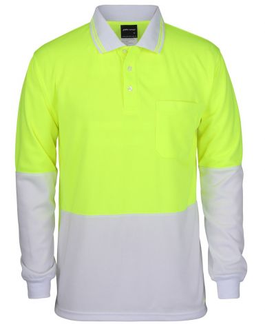 HI VIS L/S TRADITIONAL POLO-2XS-Lime/White