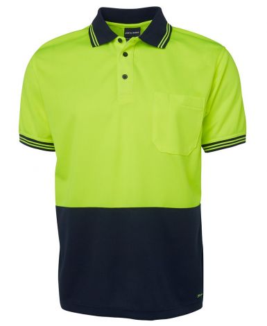 HI VIS S/S TRADITIONAL POLO-2XS-Lime/Navy