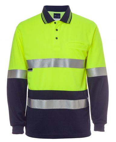 HI VIS L/S (D+N) TRADITIONAL POLO-2XS-Lime/Navy