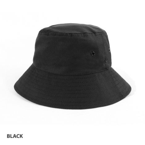 AH713 Polycotton School Bucket Hat-black-S/S