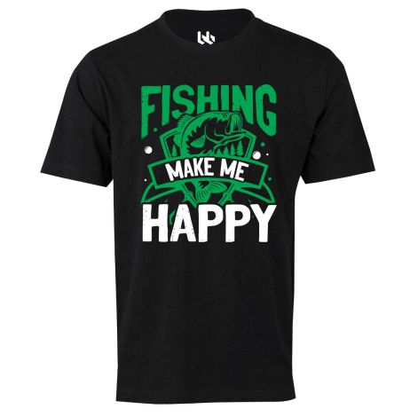 Fishing make me happy tee-XS-black