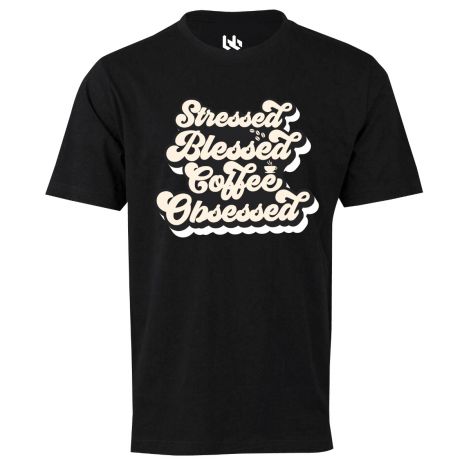 Stressed Blessed and Coffee Obsessed-XS-black