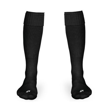 Fine Knit European stlye football sock with Turnover Top-XS  5-8-black