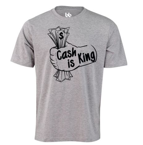 Cash is King hand tee-XS-grey marle