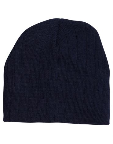 CH64 Cable Knit Beanie With Fleece Head Band-navy