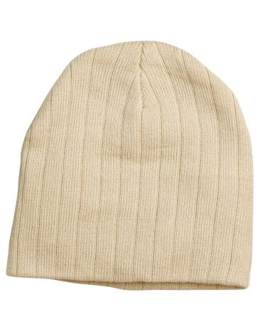CH64 Cable Knit Beanie With Fleece Head Band-Stone