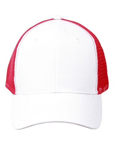 CH89 PREMIUM COTTON TRUCKER CAP-White/Red
