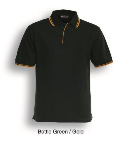 Unisex Adults Double Striped Polo-S-bottle/gold