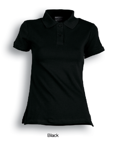 Ladies Pique Knit Fitted Cotton / Spandex Polo-8-black