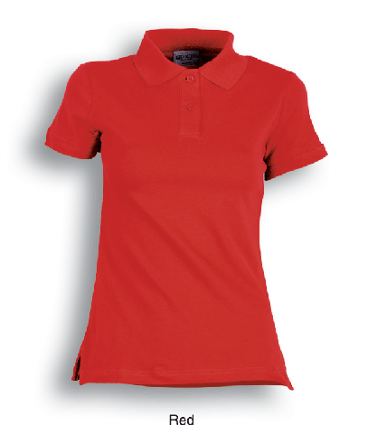 Ladies Pique Knit Fitted Cotton / Spandex Polo-8-red