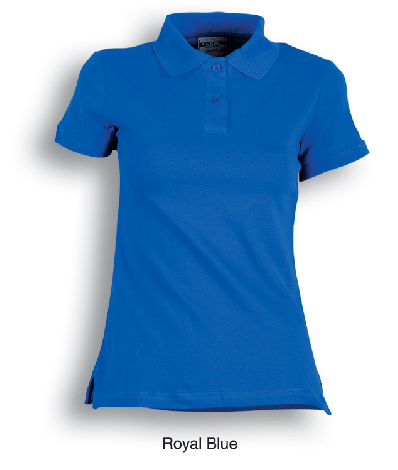 Ladies Pique Knit Fitted Cotton / Spandex Polo-8-royal blue