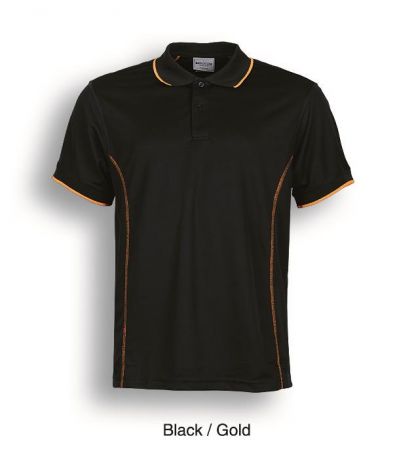 Stitch Feature Essentials-Mens Short Sleeve Polo-S-Black/Gold