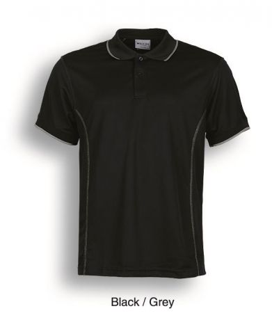 Stitch Feature Essentials-Mens Short Sleeve Polo-S-Black/Grey