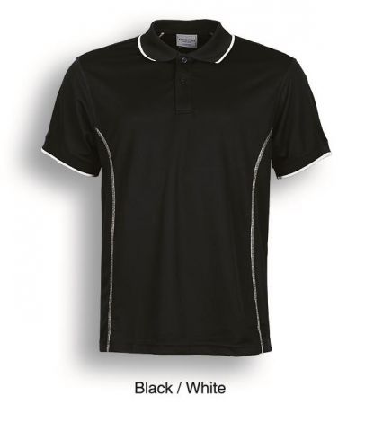 Stitch Feature Essentials-Mens Short Sleeve Polo-S-Black/White
