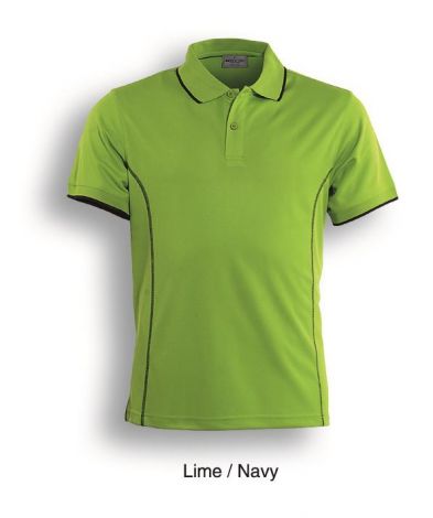 Stitch Feature Essentials-Mens Short Sleeve Polo-S-Lime/Navy