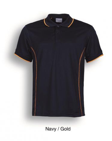 Stitch Feature Essentials-Mens Short Sleeve Polo-S-Navy/Gold