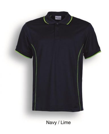 Stitch Feature Essentials-Mens Short Sleeve Polo-S-Navy/Lime