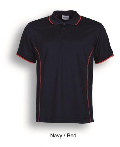 Stitch Feature Essentials-Mens Short Sleeve Polo-S-Navy/Red