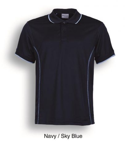 Stitch Feature Essentials-Mens Short Sleeve Polo-S-Navy/Sky