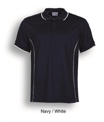 Stitch Feature Essentials-Mens Short Sleeve Polo-S-Navy/White