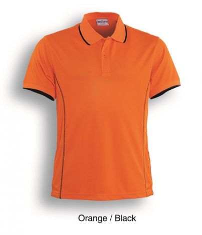 Stitch Feature Essentials-Mens Short Sleeve Polo-S-Orange/Black