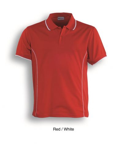 Stitch Feature Essentials-Mens Short Sleeve Polo-S-Red/White