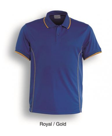 Stitch Feature Essentials-Mens Short Sleeve Polo-S-Royal/Gold