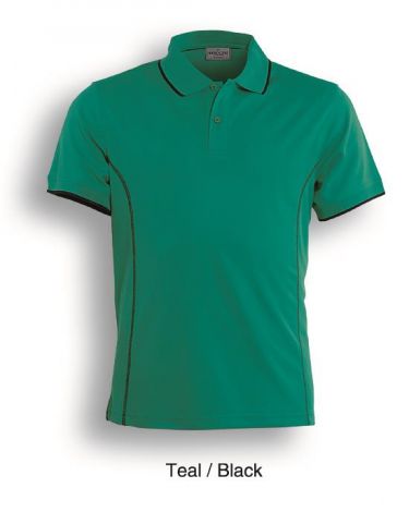 Stitch Feature Essentials-Mens Short Sleeve Polo-S-Teal/Black