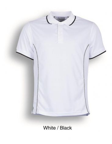 Stitch Feature Essentials-Mens Short Sleeve Polo-S-White/Black