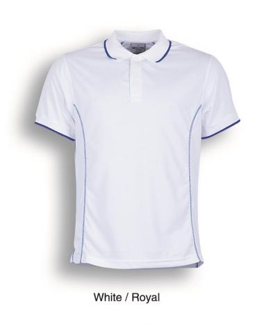 Stitch Feature Essentials-Mens Short Sleeve Polo-S-White/royal
