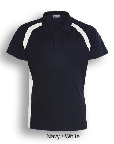 Team Essentials-Mens Short Sleeve Contrast Panel Polo-S-Navy/White