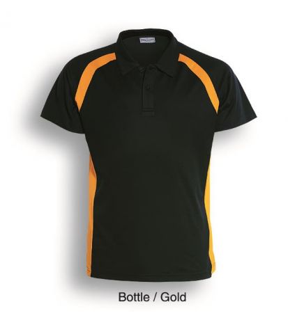 Team Essential-Ladies Short Sleeve Contrast Panel Polo-8-bottle/gold