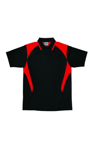Unisex Adults Honey Comb Contrast Panel Polo-S-Black/red
