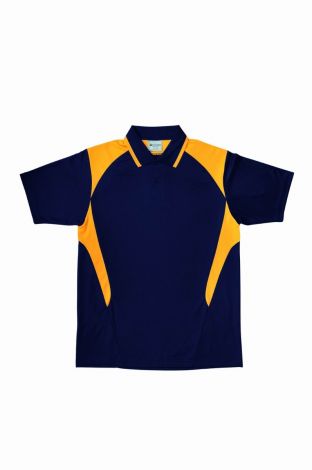 Unisex Adults Honey Comb Contrast Panel Polo-S-Navy/Gold