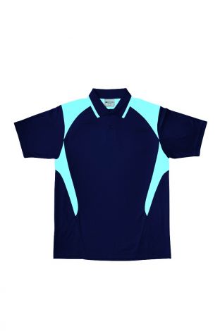 Unisex Adults Honey Comb Contrast Panel Polo-S-Navy/Sky Blue