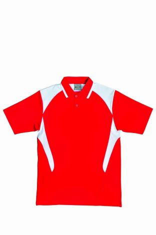 Unisex Adults Honey Comb Contrast Panel Polo-S-Red/White