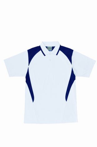 Unisex Adults Honey Comb Contrast Panel Polo-S-White/Navy