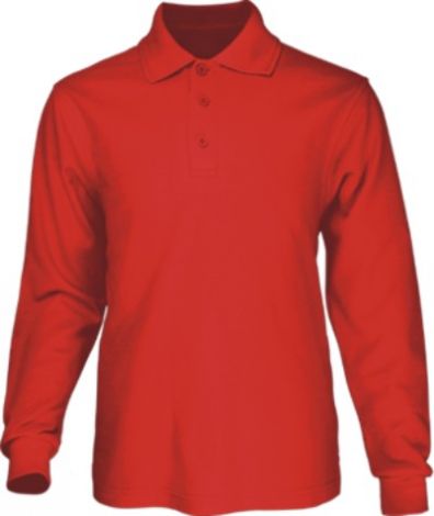 Mens Long Sleeve Basic Polo-S-red