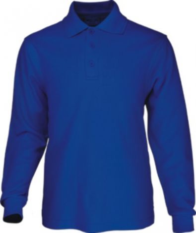 Mens Long Sleeve Basic Polo-S-royal blue