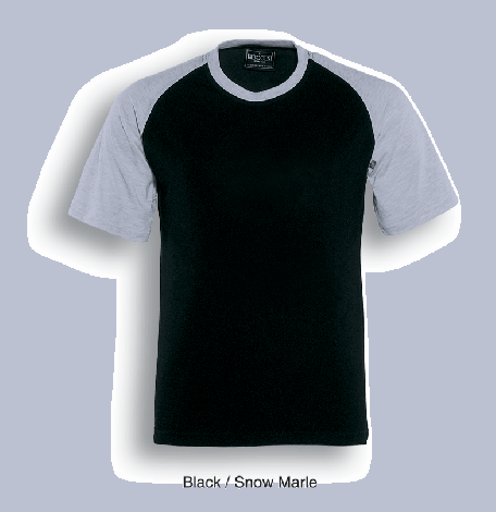 Unisex Adults Raglan Sleeve Tee Shirt-S-Black/SnowMarle