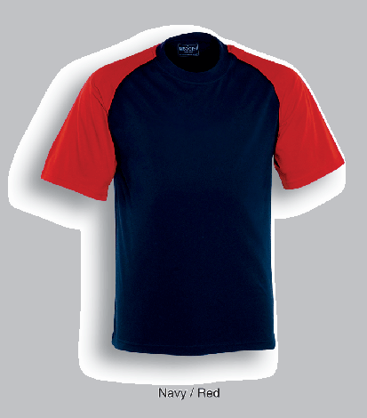 Unisex Adults Raglan Sleeve Tee Shirt-S-Navy/Red