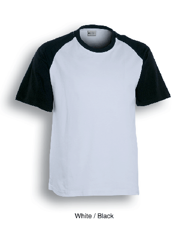 Unisex Adults Raglan Sleeve Tee Shirt-S-White/Black
