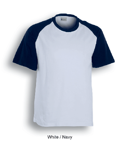 Unisex Adults Raglan Sleeve Tee Shirt-S-white navy