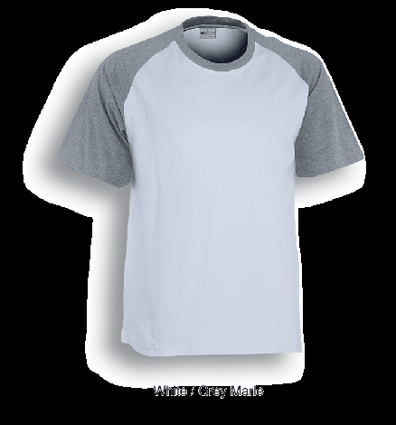 Unisex Adults Raglan Sleeve Tee Shirt-S-SWhite/Grey Marle