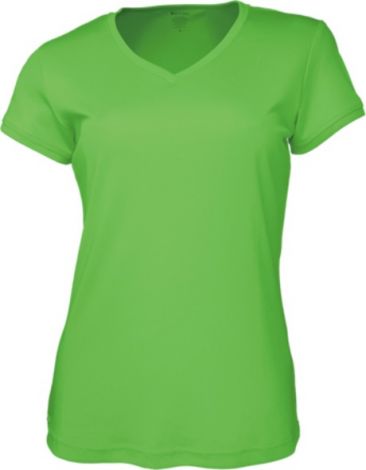 Ladies Brushed V-Neck Tee Shirt-8-Lime