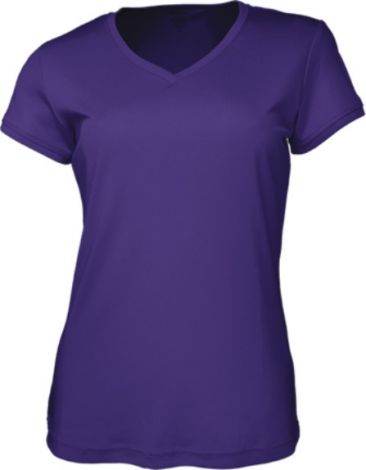 Ladies Brushed V-Neck Tee Shirt-8-Purple
