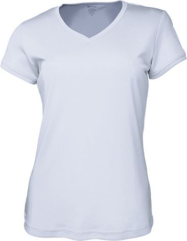 Ladies Brushed V-Neck Tee Shirt-8-white